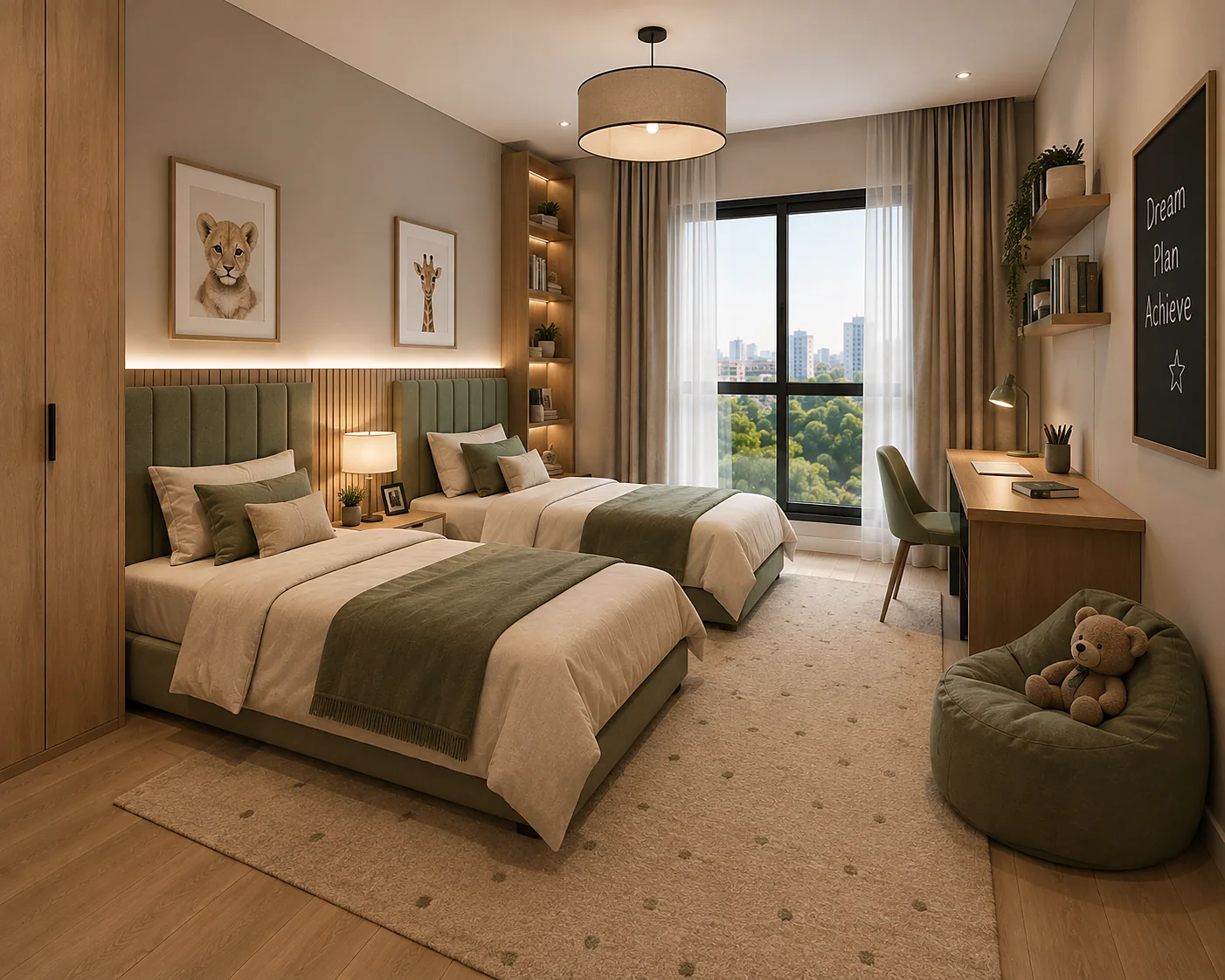 Chambre d’enfants avec deux lits — appartement de la résidence Terranova